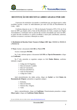 restitui&ccedil;&atilde;o de receitas arrecadadas por gru