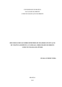 Discursos Judiciais sobre Homicídios de Mulheres em Situação de