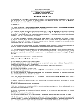 EDITAL DE SELE&Ccedil;&Atilde;O 2014 - Universidade Federal de Pernambuco