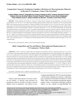 Composi&ccedil;&atilde;o Corporal e Exig&ecirc;ncias L&iacute;quidas e Diet&eacute;ticas de