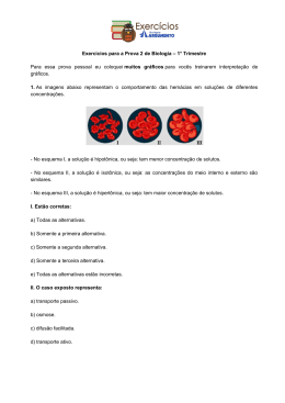 Exerc&iacute;cios para a Prova 2 de Biologia &ndash; 1&deg; Trimestre Para