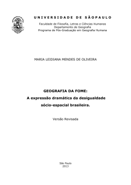 GEOGRAFIA DA FOME: A express&atilde;o dram&aacute;tica da desigualdade