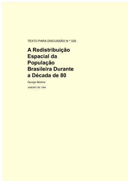 A Redistribui&ccedil;&atilde;o Espacial da Popula&ccedil;&atilde;o Brasileira Durante a