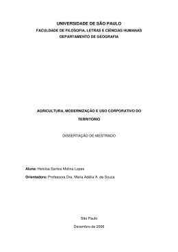 Agricultura, moderniza&ccedil;&atilde;o e uso corporativo do territ&oacute;rio