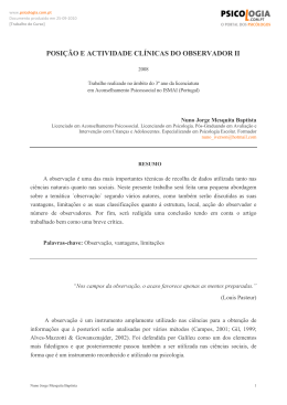 POSI&Ccedil;&Atilde;O E ACTIVIDADE CL&Iacute;NICAS DO OBSERVADOR II