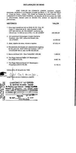 DECLARAÇÃO DE BENS .losÉ cARLos DA FONSECA JÚNIOR