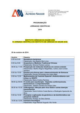 programa&ccedil;&atilde;o jornadas cient&iacute;ficas 2014 instituto ci&ecirc;ncias da sa&uacute;de