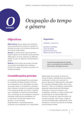 Ocupa&ccedil;&atilde;o do tempo e g&eacute;nero