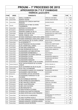 prouni &ndash; 1&ordm; processo de 2015 aprovados da 1&ordf; e 2&ordf; chamadas