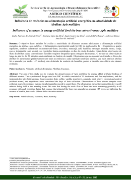 Influ&ecirc;ncia de ess&ecirc;ncias na alimenta&ccedil;&atilde;o artificial energ&eacute;tica na