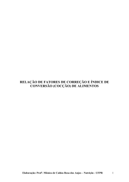 rela&ccedil;&atilde;o de fatores de corre&ccedil;&atilde;o e &iacute;ndice de convers&atilde;o