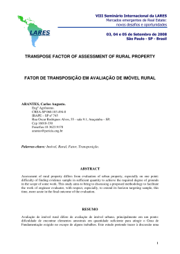 Fator de Transposi&ccedil;&atilde;o em Avalia&ccedil;&atilde;o de Im&oacute;vel Rural