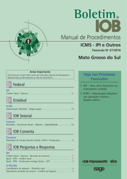 IOB - ICMS/IPI - Mato Grosso do Sul - n&ordm; 27/2014
