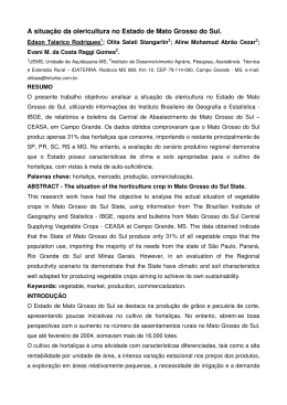 A situa&ccedil;&atilde;o da olericultura no Estado de Mato Grosso do Sul.