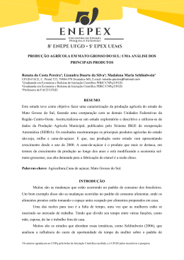 PRODU&Ccedil;&Atilde;O AGR&Iacute;COLA EM MATO GROSSO DO SUL