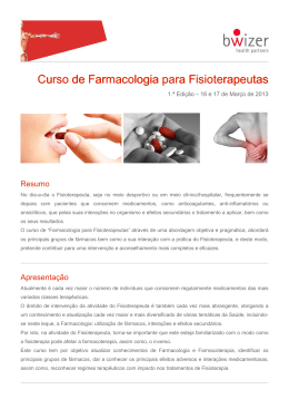 Farmacologia para Fisioterapeutas 1ª ed OPO 2013