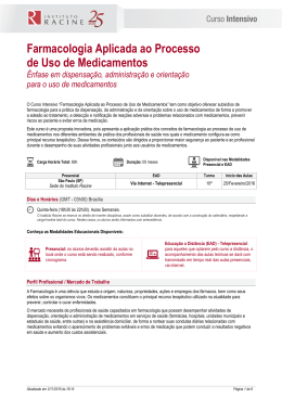 Farmacologia Aplicada ao Processo de Uso de