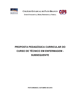 proposta pedag&oacute;gica curricular do curso de t&eacute;cnico em enfermagem