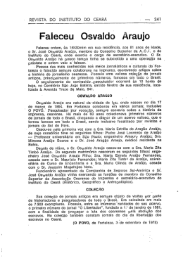 Faleceu Osvaldo Ara&uacute;jo