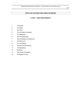 EDITAL DE LICITA&Ccedil;&Atilde;O PARA VENDA DE IM&Oacute;VEIS &Agrave; VISTA &ndash; SEM