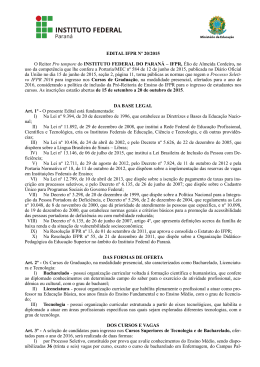 EDITAL IFPR N&ordm; 20/2015 O Reitor Pro tempore do - funtef-pr
