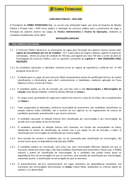 Edital de Abertura das Inscri&ccedil;&otilde;es