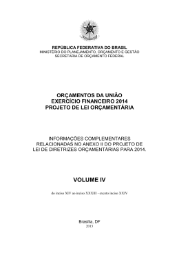 Volume IV - Or&ccedil;amento Federal