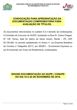 Convoca&ccedil;&atilde;o para Apresenta&ccedil;&atilde;o da Documenta&ccedil;&atilde;o Comprobat&oacute;ria