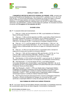 EDITAL N&ordm; 10/2013 &ndash; IFPR O MAGN&Iacute;FICO REITOR DO INSTITUTO