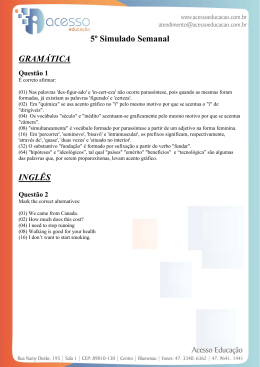 5&ordm; Simulado Semanal GRAM&Aacute;TICA INGL&Ecirc;S