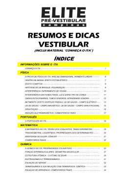 RESUMOS E DICAS VESTIBULAR