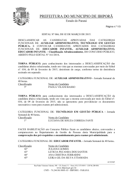edital 066/2015 desclassificar as candidatas aprovadas das