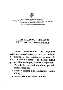 cLAssIFICA&Ccedil;&Atilde;o _ cURso DE - Universidade Federal do Maranh&atilde;o