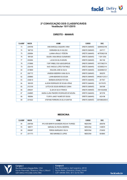 2&ordf; CONVOCA&Ccedil;&Atilde;O DOS CLASSIFIC&Aacute;VEIS Vestibular