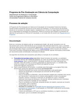 Programa de Pós Graduação em Ciência da Computação Processo