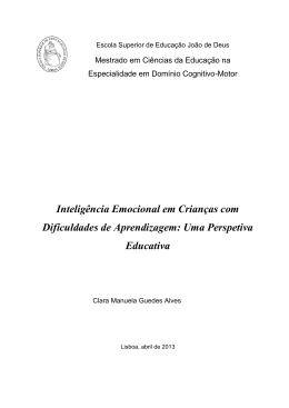 Intelig&ecirc;ncia Emocional em Crian&ccedil;as com Dificuldades de