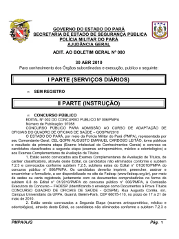 I PARTE (SERVI&Ccedil;OS DI&Aacute;RIOS) II PARTE (INSTRU&Ccedil;&Atilde;O)