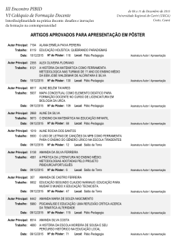 ARTIGOS APROVADOS PARA APRESENTA&Ccedil;&Atilde;O EM P&Ocirc;STER