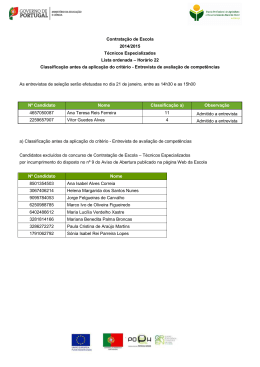 Contratação de Escola 2014/2015 Técnicos Especializados Lista