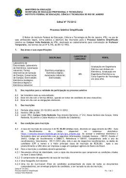 Edital 75.2012. Processo Seletivo Simplificado. Professor