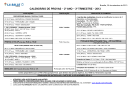 CALENDÁRIO DE PROVAS 2007