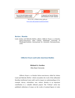 Review / Rese&ntilde;a Gilberto Freyre and Latin American Studies