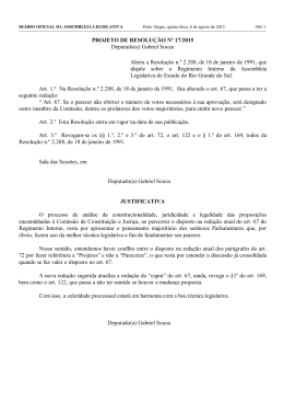 PROJETO DE RESOLUÇÃO Nº 17/2015 Deputado(a) Gabriel