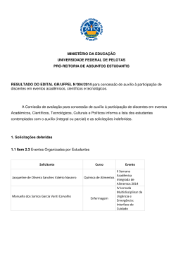 Resultado Edital 004/2014 Auxílio Eventos