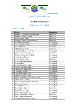 Resultado das Inscrições Edital 006 – 19/12/2013 Alemanha