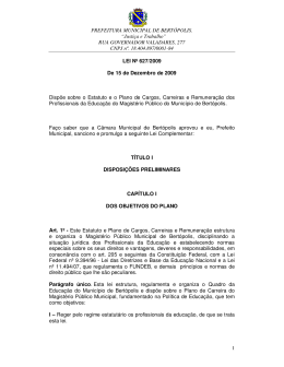 Estatuto e o Plano de Carreira do Magist&eacute;rio do Munic&iacute;pio de
