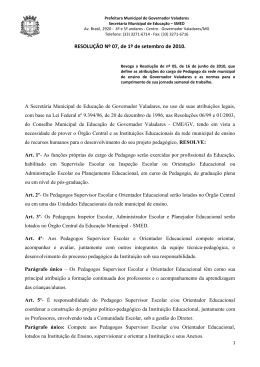 Resolu&ccedil;&atilde;o 07/2010 de Governador Valadares