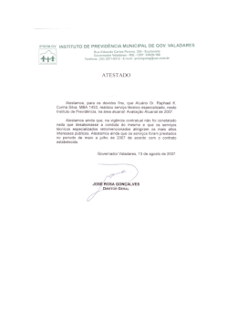 Atestado do Munic&iacute;pio de Governador Valadares