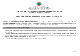 EDITAL COMPLEMENTAR N. 06 AO EDITAL N. 001/2013