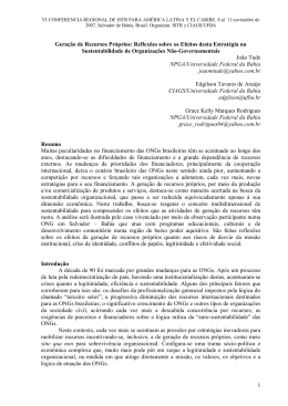 1 Gera&ccedil;&atilde;o de Recursos Pr&oacute;prios: Reflex&otilde;es sobre os Efeitos desta